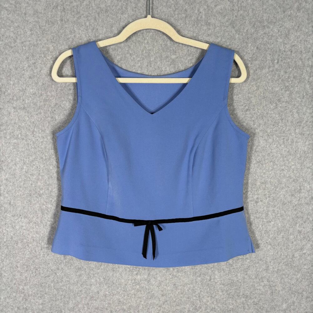 VTG 90s Tank Top 10 Blouse Crepe Bow Peplum Quiet Twee Suit Glam Career Feminine